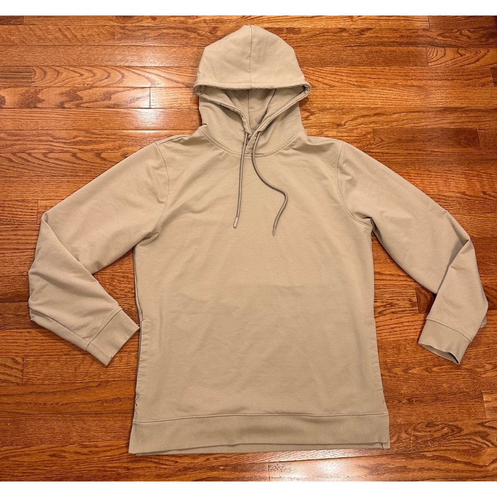 Cuts Clothing Hyperloop Hoodie Sweatshirt Mens Large Split Hem Light Tan Stretch